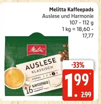 Marktkauf Melitta kaffeepads auslese und harmonie Angebot