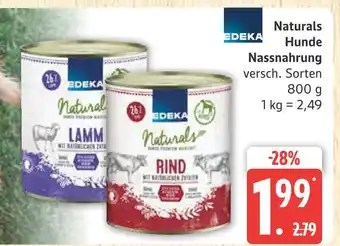 Marktkauf Edeka naturals hundenassnahrung lamm Angebot