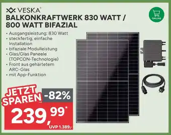 Marktkauf Veska balkonkraftwerk 830 watt / 800 watt bifazial Angebot