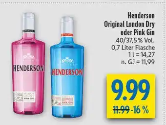 diska Henderson original london dry gin Angebot