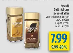 diska Nescafé gold löslicher bohnenkaffee mild Angebot