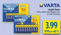 diska Varta longlife power micro aaa Angebot