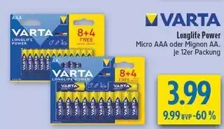 diska Varta longlife power micro aaa Angebot