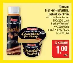 Marktkauf Ehrmann high protein chocolate pudding Angebot