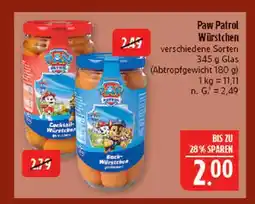 Marktkauf Paw patrol cocktail-würstchen Angebot