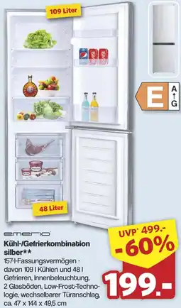 Famila Nord West Emerio Kühl-/Gefrierkombination silber Angebot