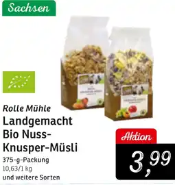 KONSUM Rolle Mühle Landgemacht Bio Nuss Knusper-Müsli Angebot