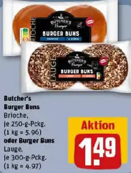 REWE Butcher's Burger Buns oder Burger Buns Lauge Angebot