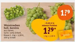 tegut Weintrauben hell, kernlos Angebot