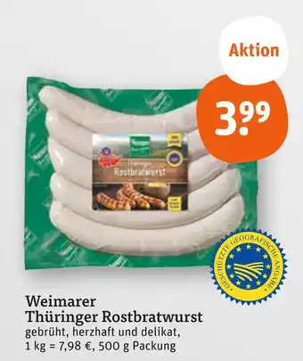 tegut Weimarer thüringer rostbratwurst Angebot