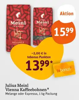 tegut Julius meinl vienna kaffeebohnen melange Angebot
