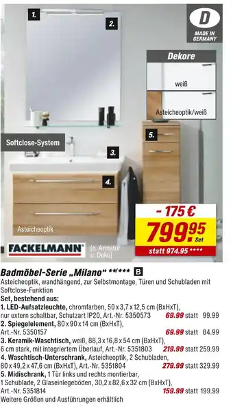 toom Baumarkt Fackelmann badmöbel-serie „milano“ Angebot