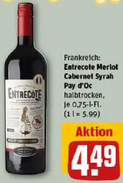 REWE Entrecote Merlot Cabernet Syrah Pay d'Oc Angebot