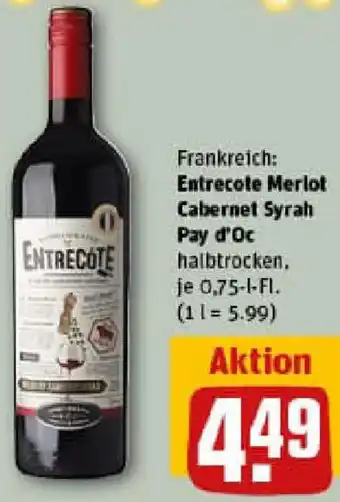 REWE Entrecote Merlot Cabernet Syrah Pay d'Oc Angebot