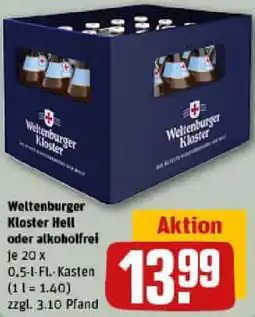 REWE Weltenburger Kloster Hell oder alkoholfrei Angebot