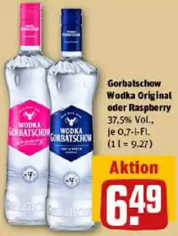 REWE Gorbatschow Wodka Original oder Raspberry Angebot