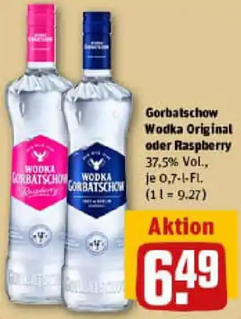 REWE Gorbatschow Wodka Original oder Raspberry Angebot
