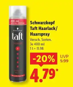 Lidl Schwarzkopf Taft Haarlack/Haarspray Angebot