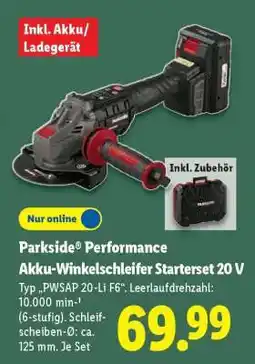 Lidl Parkside Performance Akku-Winkelschleifer Starterset 20 V Angebot