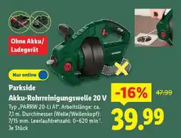 Lidl PARKSIDE Akku-Rohrreinigungswelle 20 V Angebot