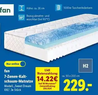 Lidl fan 7-Zonen-Kaltschaum-Matratze Angebot