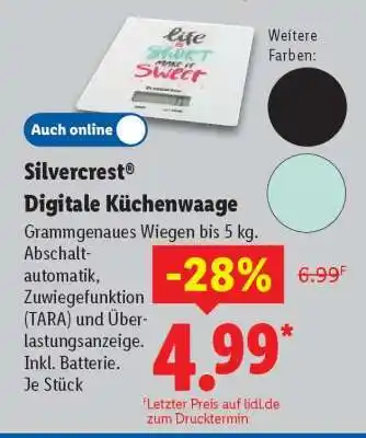 Lidl Silvercrest Digitale Küchenwaage Angebot