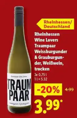 Lidl Rheinhessen Wine Lovers Traumpaar Weissburgunder & Grauburgunder, Weißwein, trocken Angebot