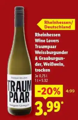 Lidl Rheinhessen Wine Lovers Traumpaar Weissburgunder & Grauburgunder, Weißwein, trocken Angebot