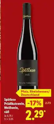 Lidl Spätlese Prädikatswein, Weißwein, süß Angebot