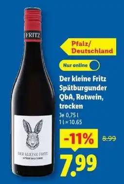 Lidl Der kleine Fritz Spätburgunder QbA, Rotwein, trocken Angebot