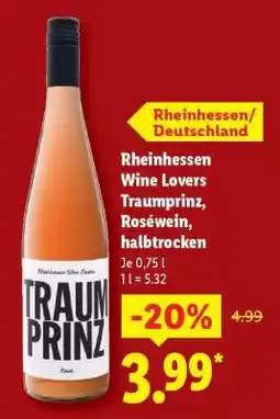 Lidl Rheinhessen Wine Lovers Traumprinz, Roséwein, halbtrocken Angebot