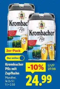 Lidl Krombacher Pils mit Zapfhahn Angebot
