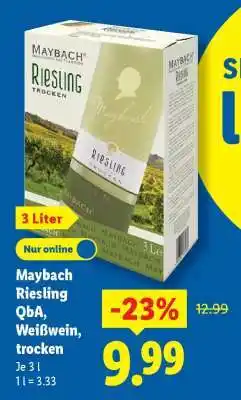 Lidl Maybach Riesling QbA, Weißwein, trocken Angebot