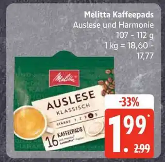 Edeka Melitta Kaffeepads Auslese und Harmonie Angebot