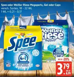 Edeka Spee oder Weißer Riese Megaperls, Gel oder Caps Angebot