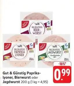 Edeka Gut & Günstig Paprikalyoner, Bierwurst oder Jagdwurst Angebot