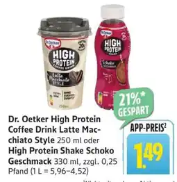 Edeka Dr. Oetker High Protein Coffee Drink Latte Macchiato Style / High Protein Shake Schoko Geschmack Angebot