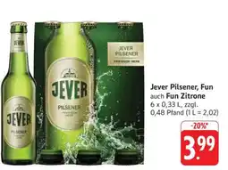 Edeka Jever Pilsener, Fun auch Fun Zitrone Angebot
