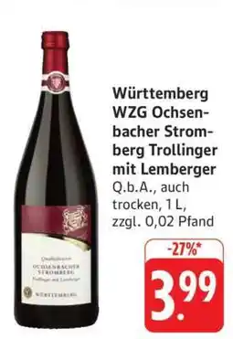 Edeka Württemberg WZG Ochsenbacher Stromberg Trollinger mit Lemberger Angebot