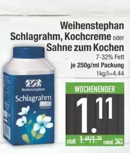 Edeka Weihenstephan Schlagrahm, Kochcreme oder Sahne zum Kochen Angebot