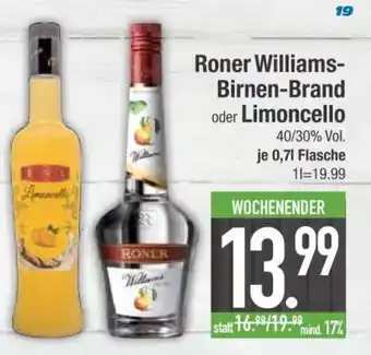 Edeka Roner Williams-Birnen-Brand oder Limoncello Angebot