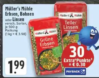 Edeka Müller's Mühle Erbsen, Bohnen oder Linsen Angebot