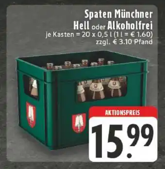 Edeka Spaten Münchner Hell oder Alkoholfrei Angebot