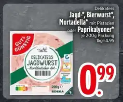 Edeka Delikatess Jagd-/Bierwurst/Mortadella/Paprikalyoner Angebot