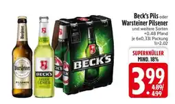 Edeka Beck's Pils oder Warsteiner Pilsener Angebot