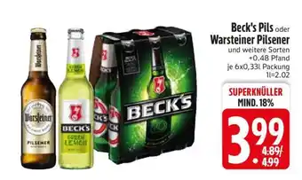 Edeka Beck's Pils oder Warsteiner Pilsener Angebot