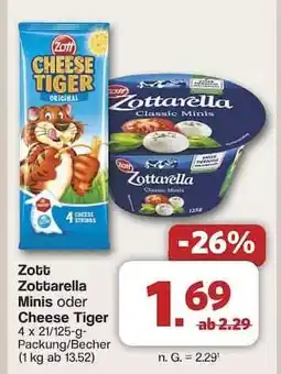Famila Nord Ost Zott Zottarella Minis oder Cheese Tiger Angebot