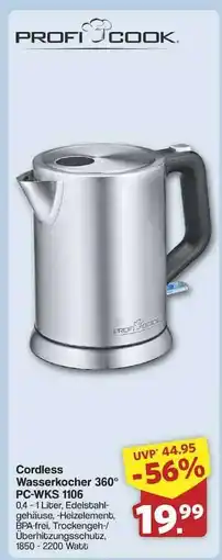 Famila Nord Ost Cordless Wasserkocher 360° PC-WKS 1106 Angebot