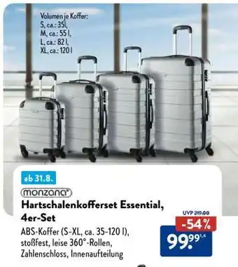 Aldi Süd Hartschalenkofferset Essential, 4er-Set Angebot