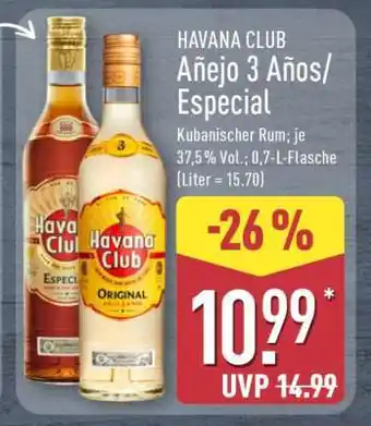 Aldi Nord HAVANA CLUB Añejo 3 Años/Especial Angebot